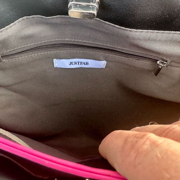 Just fab black vinyl ruffled handbag - Picture 6 of 10